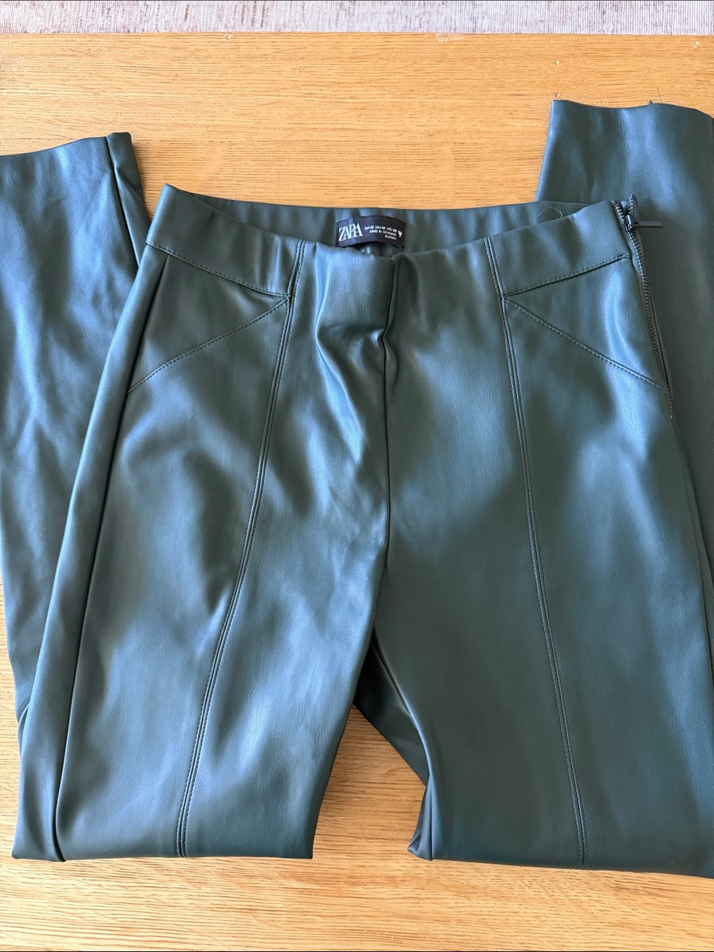 Zara Emerald Faux Leather Slim Trousers/Legging Like
